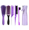 Set de Peines de Peluquería del Fabricante Set de 5 Piezas de Peine Masajeador de Nueve Filas Peine para Cabello Húmedo Peine para el Cabello Peine de Cola Puntiaguda Doble Uso Cepillo para Cejas Estilismo