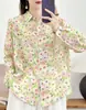 Camisa de Ramio Floral de Manga Larga de Verano para Mujer, Corte Holgado, Adelgazante, Blusa Versátil con Estampado Floral, Venta al por Mayor Transfronteriza