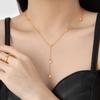 Collar de Estrella Pentagonal con Incrustaciones de Diamantes de Estilo Coreano Ins Simple Versátil Nicho Moda Personalizada Acero de Titanio Chapado en Oro Cadena Clavicular