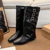 Botas Altas para Mujer con Tacón Oculto, Botas de Moda para Mujer con Hebilla, Punta Cuadrada, Estilo Nuevo, Caídas, Botas de Motociclista, 2026, Botas de Dos Vías, Extraíble