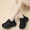 Zapatos de mujer, nuevos zapatos de papá casuales vintage bordados de otoño, con suela gruesa para aumentar la altura, para mujeres petite