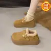 Sapatos Birkenstock de Sola Grossa para Aumento de Altura para Mulheres Inverno 2025 Novas Botas de Neve Quentes de Uma Perna de Veludo Sapatos Birkenstock Quentes de Algodão