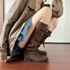 Botas de Tacón Grueso para Mujer, Botas de Moda Adelgazantes y Versátiles, Botas Largas Hasta la Rodilla, Botas Vaqueras para Montar para Mujer, Botas de Invierno para Montar