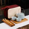Juego de Té de Viaje Ge Yao Ru Yao Una Tetera Cuatro Tazas Dos Tazas de Espresso Portátil Festival de Medio Otoño Lugar de Negocios Regalo LOGOTIPO