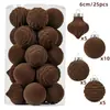 Nuevas Decoraciones Navideñas: 6cm, 25 Piezas Bolas Redondas de Terciopelo Flockadas para Decoración Navideña Bolas Colgantes