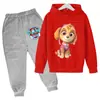 Conjunto de Sudadera Infantil con Estampado de Cachorro de Dibujos Animados, Nuevo Estilo Conjunto de Dos Piezas con Sudadera con Capucha para Niños y Niñas, Estilo Europeo y Americano