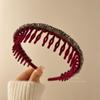 Diadema con ondas de dientes largos y diamantes de imitación para otoño e invierno, nueva y elegante diadema negra antideslizante sin pelo, diadema flocada para celebridades de Internet para mujer.