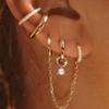 Conjunto de 3 pendientes de cobre con circonitas y diseño creativo transfronterizo europeo y americano, pendientes de cadena, pendientes ligeros de lujo de alta gama para mujer.