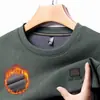 Comércio exterior atacado suéter masculino meia-idade outono e inverno forrado com fleece espessado quente folgado casual camisa base interna camiseta
