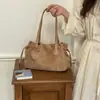 Bolso de mano grande de terciopelo de gamuza esmerilada para mujer 2026 Otoño/Invierno nuevo estilo moderno retro bolso tote bolso para el día a día