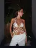 Cadena Corporal Metálica Nueva para Mujer Europea y Americana Amazon Sexy Spice Girl Malla Hueca Colgante de Concha Cadena de Sujetador Top