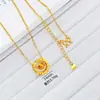 Giro de la Suerte Arena Dorada Joyería Hielo Triturado Anillo Redondo Collar de Cuentas Ojo de Gato Juego Mismo Estilo que Tienda de Oro Cuentas de Suerte Collar de Alta Gama
