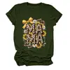 Amazon Ebay Sitio independiente Camiseta de manga corta con cuello redondo y estampado de girasoles y margaritas amarillas para mujer, moderna y versátil