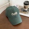 Gorra de béisbol con letras bordadas para mujer, estilo coreano de verano, combina con todo, beige, con visera pequeña, ala ancha y profunda, moderna.