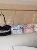 Bolso de hombro bordado con cielo estrellado rosa para mujer, bolso de mano de alta estética estilo coreano con decoración de encaje, bolso para estudiante y para ir al trabajo