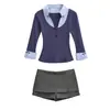 Estilo Instituto de Seúl ~ Camiseta de Manga Larga con Cuello Reductora de Edad para Mujer, Nueva Colección Otoño/Invierno, Camisa Ajustada de Falso Dos Piezas + Falda de Corte A