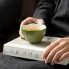 Tangerina Verde Pequeña Taza Dorada Maestro Naranja Verde Cerámica Nuevo Estilo Retro Chino Imitación Dinastía Song Juego de Té Kung Fu Taza de Té para el Hogar Taza Individual