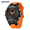 Fabricante Popular Alemán 2026 Senda Reloj Digital Doble Pantalla 3 Zonas Horarias Reloj Luminoso Estudiante Resistente al Agua Modelo Popular Cross