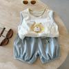 2026 Nuevo Conjunto de Dos Piezas de Verano para Niños Conjunto de Chaleco para Bebé Algodón Puro Dibujos Animados Ropa de Verano para Bebés Categoría a