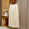 Fivela Estilo Chinês Saia de Ácido Acético Feminina Nova Chegada na Primavera Jacquard Vintage Versátil Cintura Alta Fenda Justa na Cintura Saia