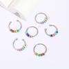Nueva Joyería Anillo de Cuentas de Esmalte para Mujer Cobre Chapado en Platino Verdadero 14K Multicolor Moda Cuentas Anillo Abierto Ajustable
