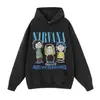 Moletom com Estampa de Banda Outono e Inverno Design Europeu e Americano Streetwear com Capuz Street Retro Tamanho Grande Solto