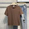 Camiseta Básica Suelta de Manga Corta Estilo Americano para Hombre y Mujer, Estilo Básico, Cuello Redondo Simple, Color Puro, Camiseta Base Casual