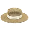 Chapéu de Palha do Panamá Chapéu de Sol de Praia com Pequenos Recortes, Chapéu Versátil Natural de Férias com Aba Reta