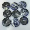 Padrão Azul Fivela da Paz 30mm Moeda Antiga Pedras Naturais Nostálgicas Contas Moeda Antiga