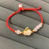 Pulseira de coelho de jade Hetian natural com corda de mão trançada de ágata branca design de nicho estilo chinês corda vermelha para ano de nascimento