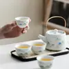 Juego de Té de Viaje Verde Montaña Retro, Una Tetera y Cuatro Tazas, Recuerdos para Eventos de Empresa, Regalos de Negocio, Productos Culturales y Creativos Estilo Chino, Tendencia Nacional