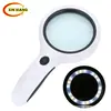 Lente de Vidrio Óptico de Doble Capa de 100 mm, 18 Luces LED, Luz Cálida y Fría Ajustable, Lupa, Mango Antideslizante de Goma