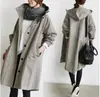 Chaqueta Cortavientos Casual Elegante de Manga Larga de Longitud Media con Cintura Holgada y Botones, Moda Otoñal 2025 Europea y Americana para Mujer