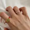Anillo de Plata de Ley 925 Zirconia Arcoíris Simple y Compacto Mini Personalizado Colorido Piedra Preciosa Anillo Abierto Combinación Apilamiento