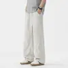 Calças Casuais Masculinas Versáteis Lyocell Estilo Americano Wide-Leg 2026 Verão Finas Tendência Marca Soltas Retas Longas