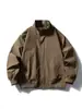 Chaqueta de trabajo simple de estilo americano de marca moderna para hombre, chaqueta tipo béisbol con cuello alto, chaqueta Harrington casual retro holgada tipo aviador