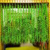 Simulación Mimbre de sauce ratán planta hoja de plástico flor falsa colgante de pared de techo balcón planta verde decorativa sauce llorón