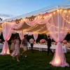 Cortina de Gaze de Malha para Dropshipping Transfronteiriço Decoração de Local de Festa de Casamento ao Ar Livre Cortina de Arco de Casamento com Luzes de Fio