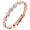 Pulseira Magnética Cravejada de Diamantes Ouro Rosa para Mulheres, Pulseira Ajustável, Pulseira de Bronze Ouro Rosa Temática de Amor para Casais Atacado
