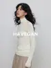 Con Jian Otoño Top Base de Punto Amigable con la Piel de Cuello Alto para Mujer Elástico Ajustado Delgado Top Interior