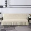 Capa de sofá jacquard stretch de cobertura total sem braços, capa para sofá-cama dobrável, capa de sofá à prova de poeira estilo saia para todas as estações