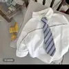 Conjunto de Primavera y Otoño para Niños 2026 Nueva Moda Suéter Chaqueta Camisa Cárdigan Rayado Jeans Conjunto de Tres Piezas