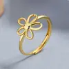 Anillo de Flor Hueca de Plata de Ley 925 para Mujer 2022 Nuevo Estilo Fresco Floral Anillo Abierto Personalidad Temperamento Joyería Ins