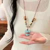 Adorable Cachorro de Cerámica con Manchas Collar de Cuentas Colorido para Mujer Nuevo Chinoiserie Cadena de Suéter de Animales de Dibujos Animados Tirable Accesorios