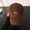 Boné Preto Bordado para Mulheres, Estilo Coreano, Versátil, Emagrecimento Facial, Coroa Profunda, Aba Larga, Circunferência da Cabeça Grande, Topo Macio