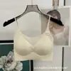 Lingerie sem costura de seda gelada na cor da pele, sutiã feminino fino com alças finas, projetado para fazer seios grandes parecerem menores, com efeito push-up e suporte anti-queda