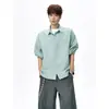 Camisa de Seda de Hielo Verde Claro para Hombre, de Manga Larga, Protección Solar Primavera y Verano, Chaqueta Estilo Old Money, Chaleco de Moda para Pareja, Top Sencillo Retro
