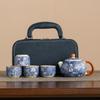 Juego de Té Kung Fu de Cerámica Ru Kiln de Cuatro Tazas de Una Olla Traje 2025 Nuevo Estilo Hogar Sala de Estar Reunión Tetera Taza de Té Estilo Chino