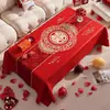 Mantel para mesa de centro de boda, mantel rojo para mesa de comedor de sala de estar, tela decorativa festiva para compromiso y recién casados, mantel de Año Nuevo que realza el ambiente