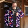 Nueva Chaqueta Acolchada de Algodón Punk de Invierno para Hombre 2024 Cárdigan Estampado Digital Moda Urbana Chaqueta Acolchada de Algodón con Capucha